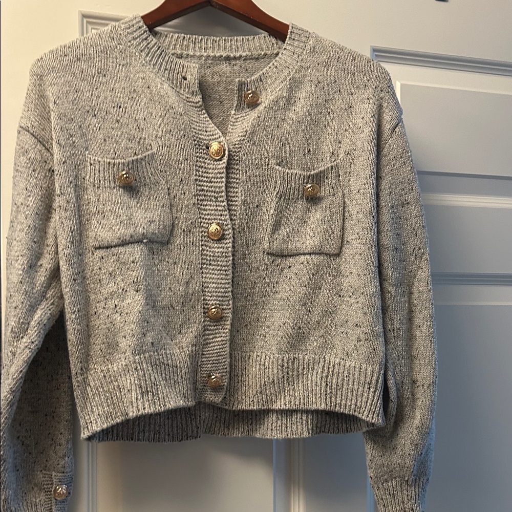 Cozy Heather Gray Button-Up Cardigan